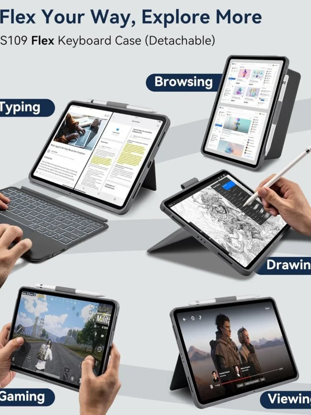 11-inch iPad Pro & Air Keyboard Case - Slim, Lightweight, Protective Cover